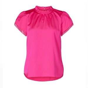 J Crew Neon Pink Cap Sleeve Blouse